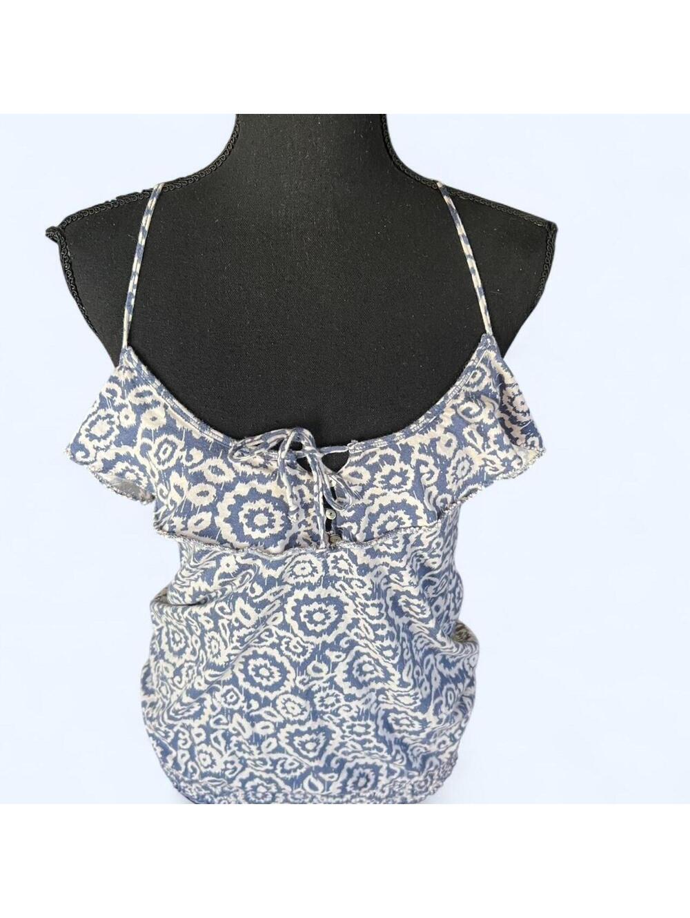 Vintage Y2K American Eagle Boho Blue Floral Tank Medium 🌿 - Picture 3 of 8